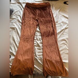 Rust Velvet Flare Pants
